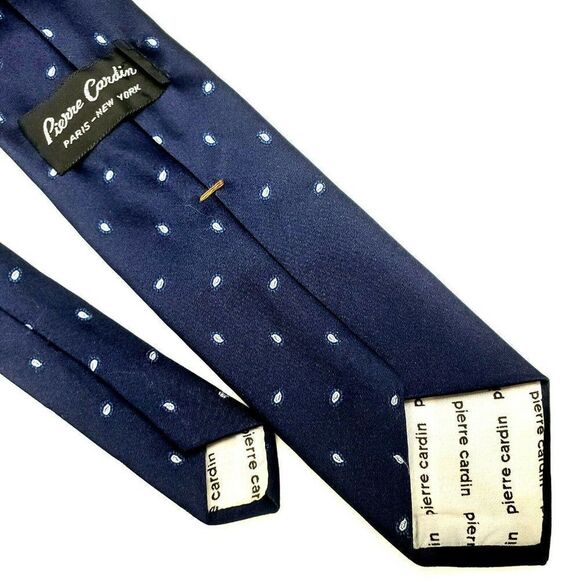 Pierre Cardin Silk Tie Blue Woven Paisley Geometri - Picture 4 of 5